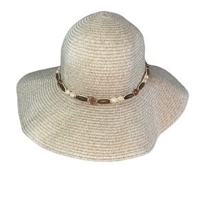 Coastal Headware Wide Brim Straw Sun Hat with Seashell Band
